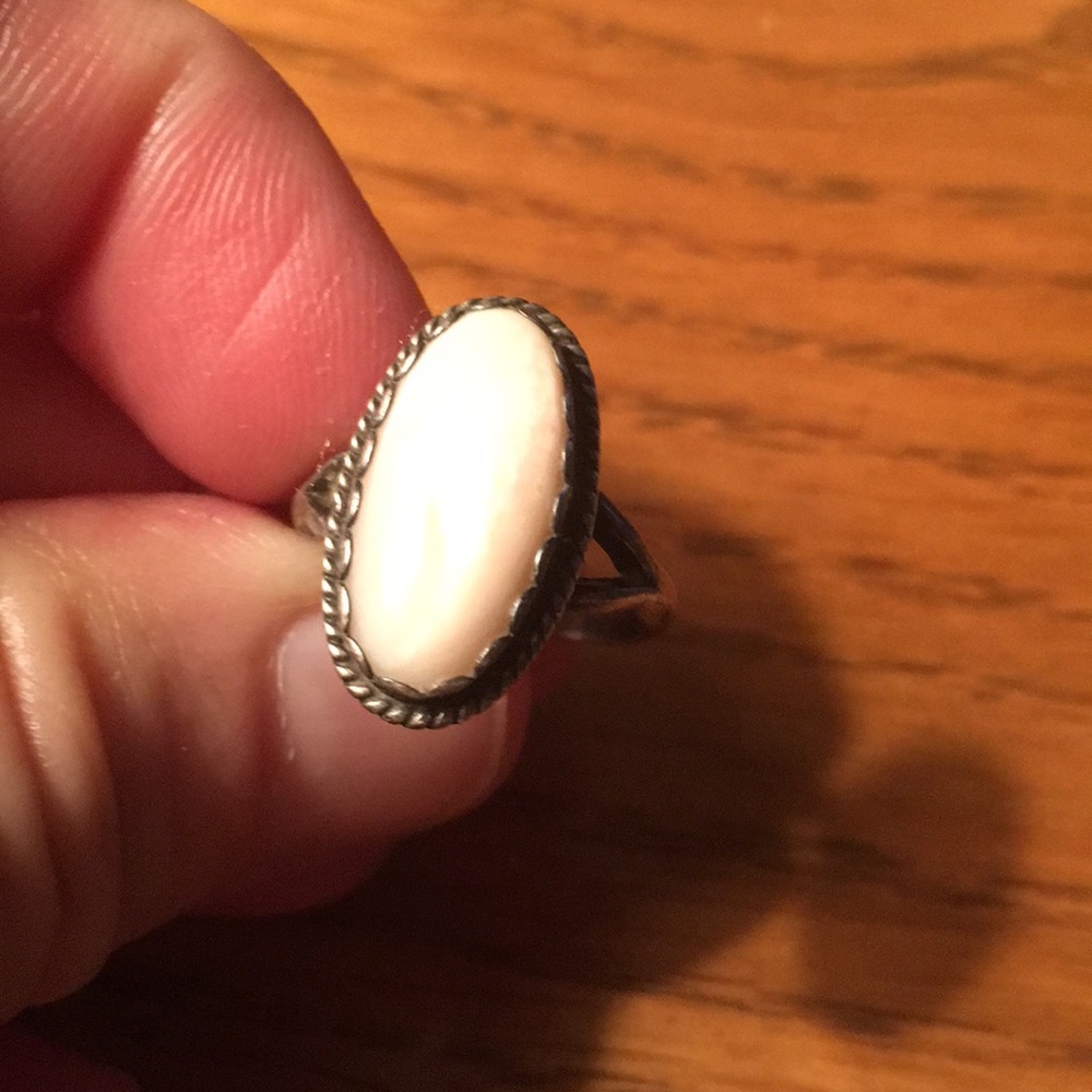 Vintage Pink Mother of Pearl set in Sterling